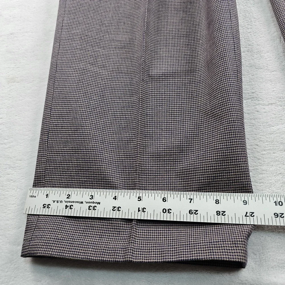 Vtg Polo Ralph Lauren Pleated Houndstooth Trousers 34x30 Cotton Navy Blue Brown